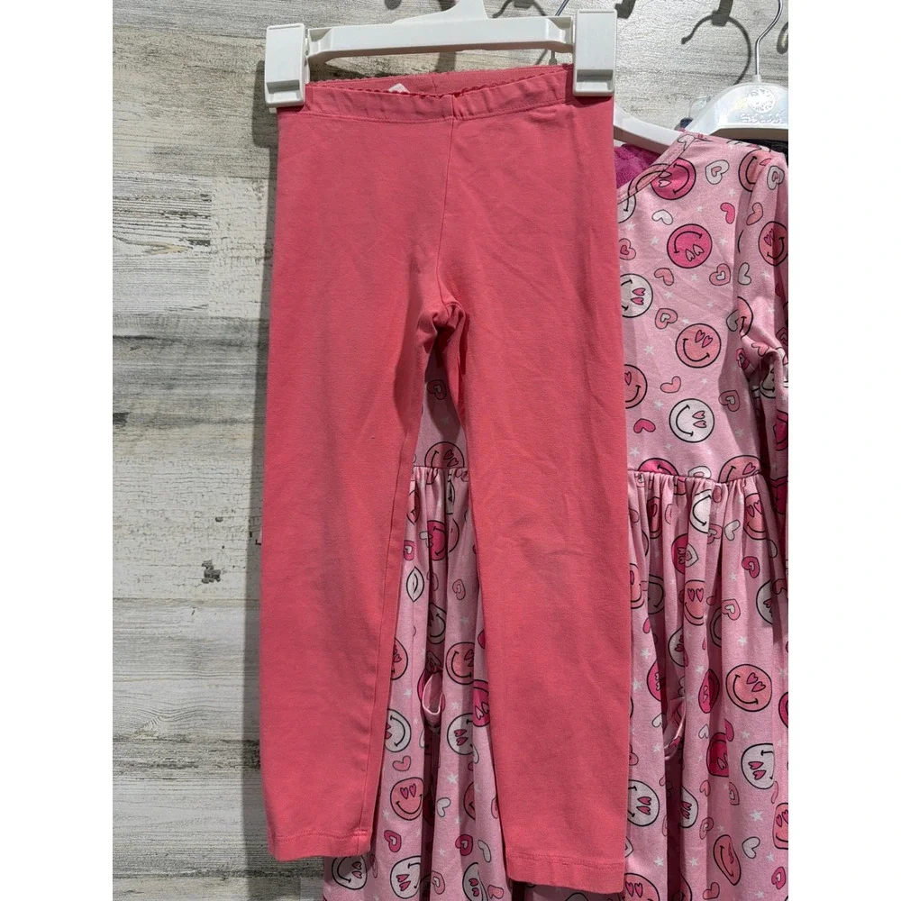 TEA MILA & Rose Jumping Bean Old Navy Girls Size 5 Pink Smiley Floral Bundle EUC